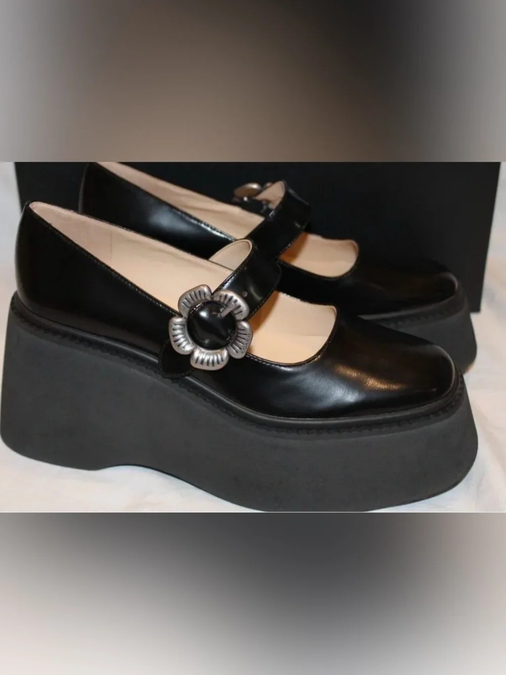 Coach Women's Tea Rose Platform Mary Janes Black Size 10